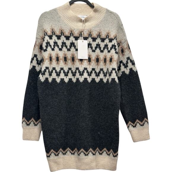 Revolve Heartloom JOANNA Sweater Dress Charcoal Wool Blend Pullover Mock Neck M - Picture 2 of 11